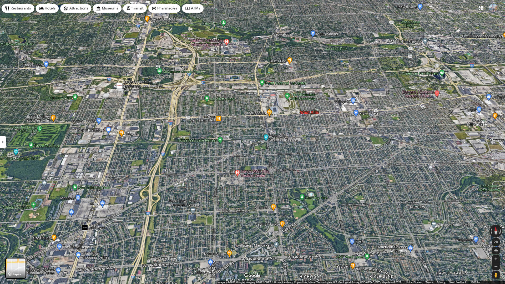 West Allis Aerial Map Wisconsin